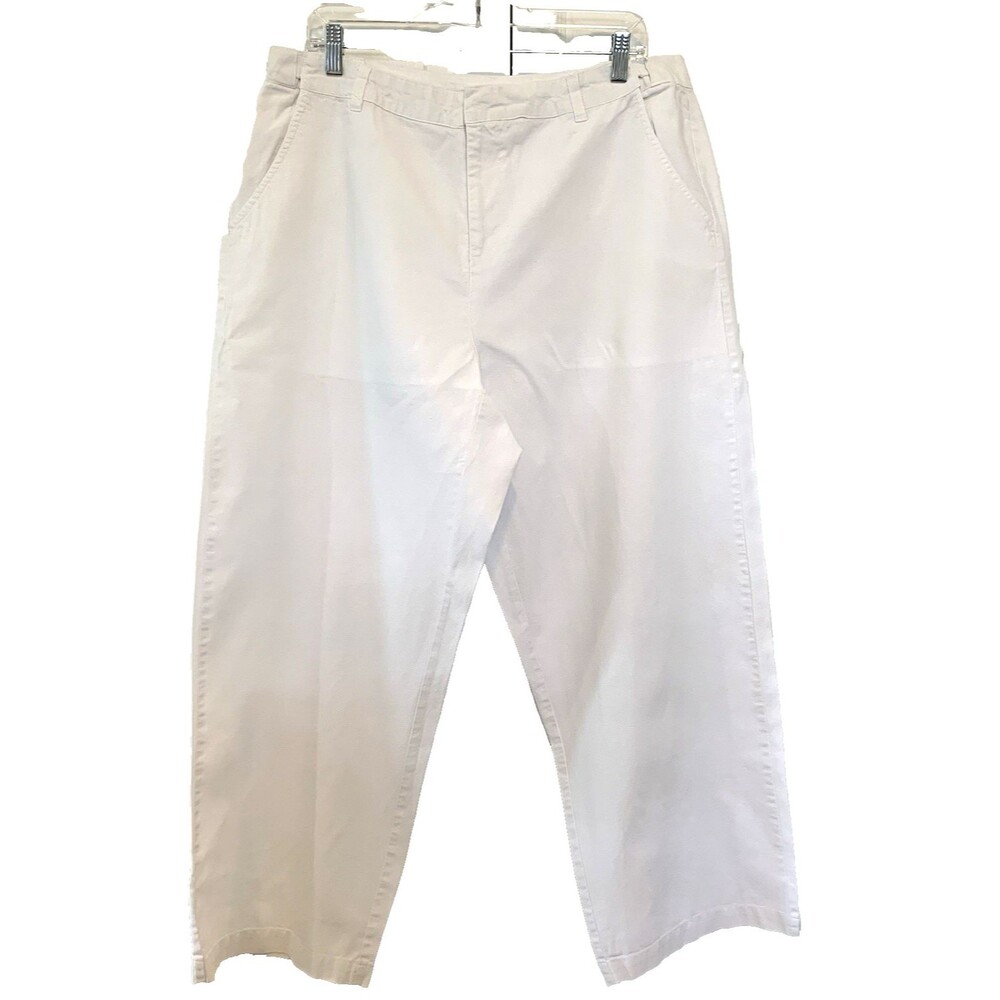 VTG Avon Linen Blend White Pants Womens 1X Hidden Elastic Stretch Waist Casual